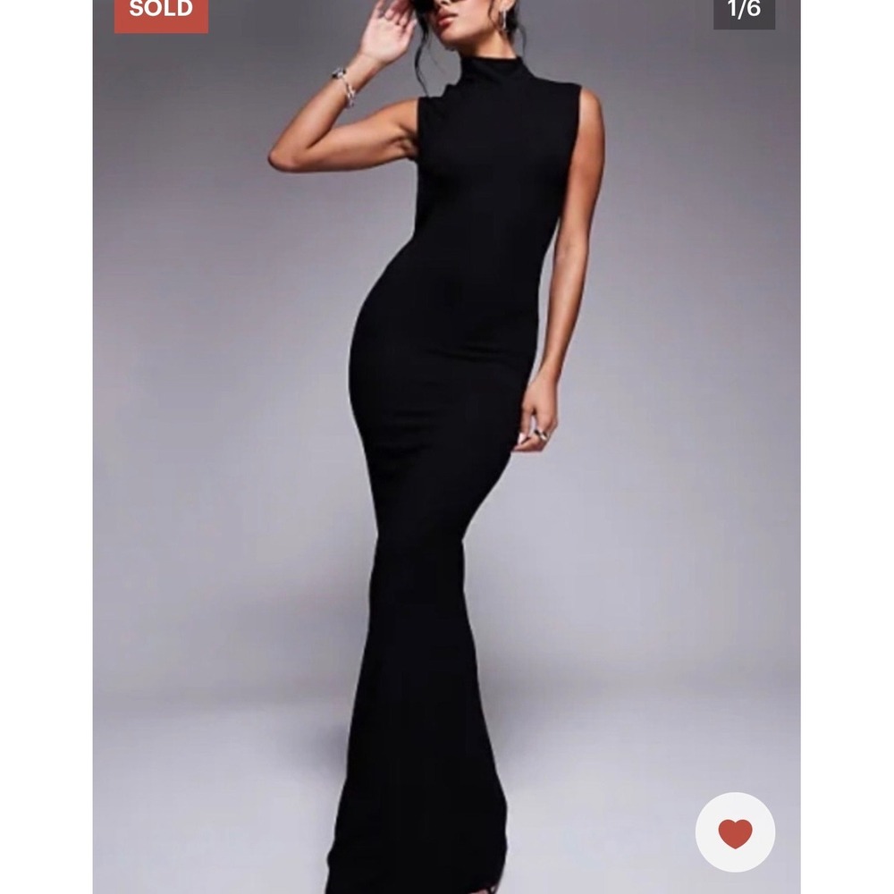 Free People Maxi Dress Womens S Black New Sleeveless Mock Neck Bodycon Stretch